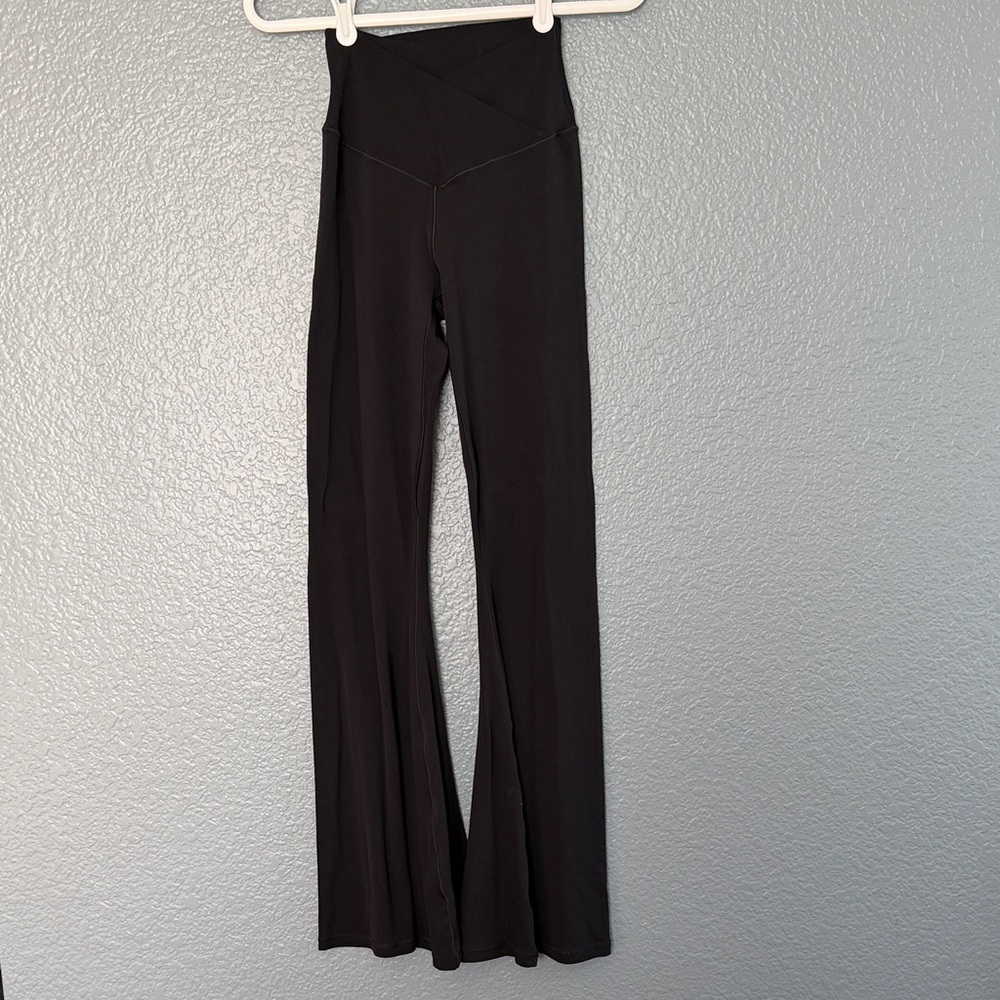 Aerie Black High-Waisted Crossover waistband ultra flare Leggings